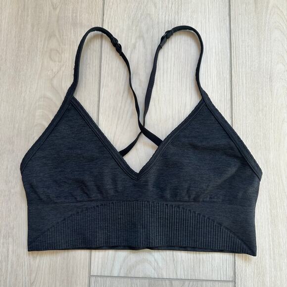 Lululemon Ebb to Street Heathered Black lightly lined cross back sports bra A/B - Picture 2 of 4